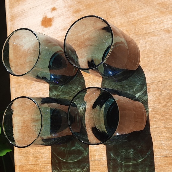 Set of 4 Smokey blue vintage Dominion whiskey glasses approx. 9 oz each - Picture 4 of 6